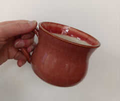 Hand thrown brick red glaze mug