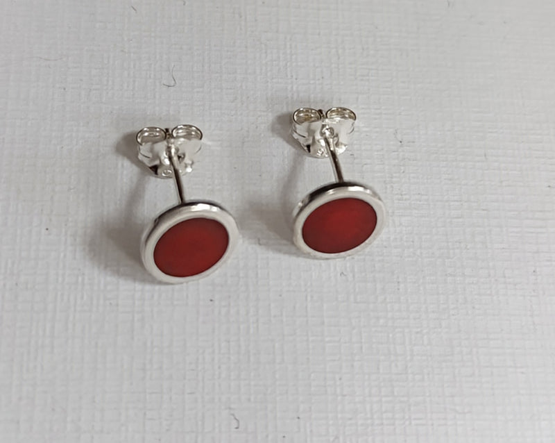 Sterling silver & enamel colourful studs - red