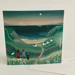 The end of the day beach view card