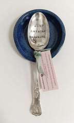Ceramic spoon rest - dark blue glaze