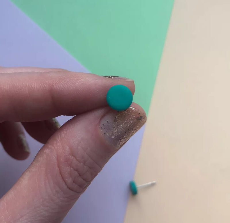 Circle polymer clay studs - jade green (2 sizes available)