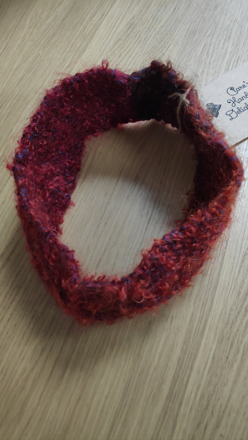 Hand knitted red and orange chunky earwarmer/headband