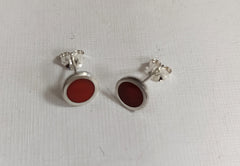 Sterling silver & enamel colourful studs - red