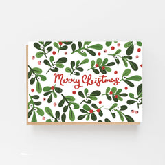 Pack of 8 Merry Christmas mistletoe cards