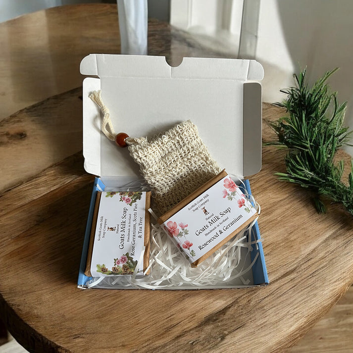 Essential Oil Goats Milk Soap 2 Bar & Soap Bag Gift Set - different scents available