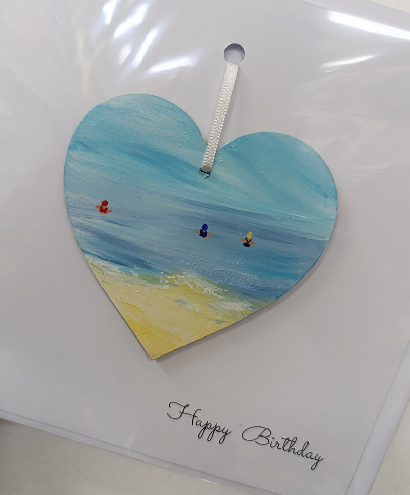 Happy birthday hand painted heart keepsake card