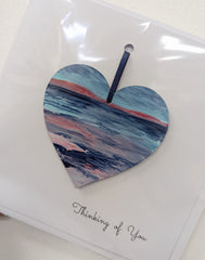 Thinking of you hand painted heart keepsake card