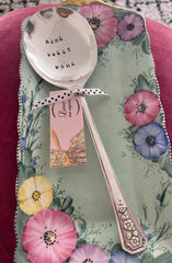 Home Sweet Home - hand stamped large vintage mixing/serving spoon