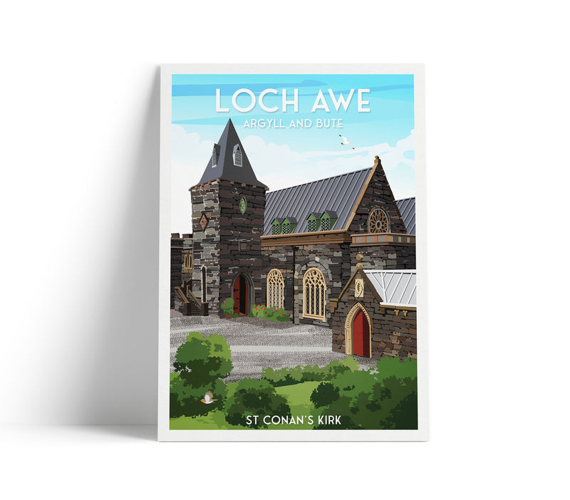 St Conan’s Kirk, Loch Awe A4 travel poster print