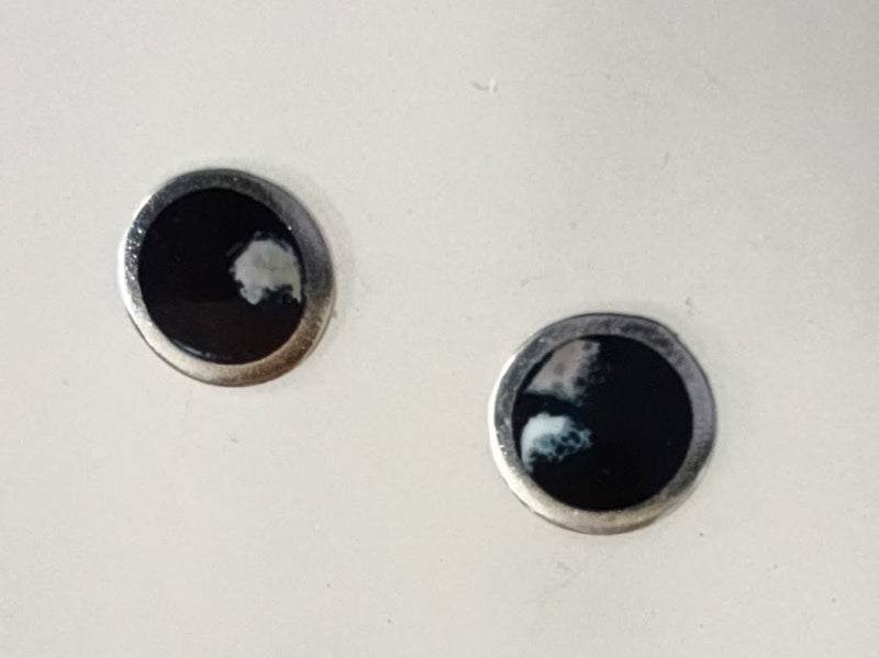 Sterling silver & enamel colourful studs - black & marble