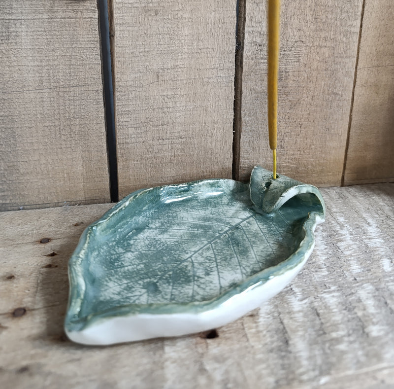 Ceramic leaf shaped incense holder