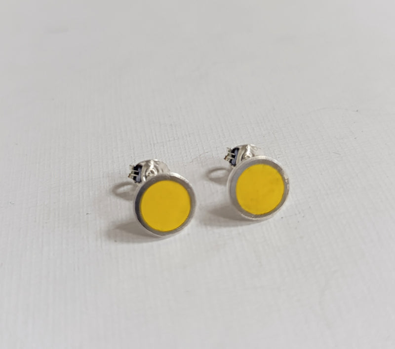 Sterling silver & enamel colourful studs - yellow