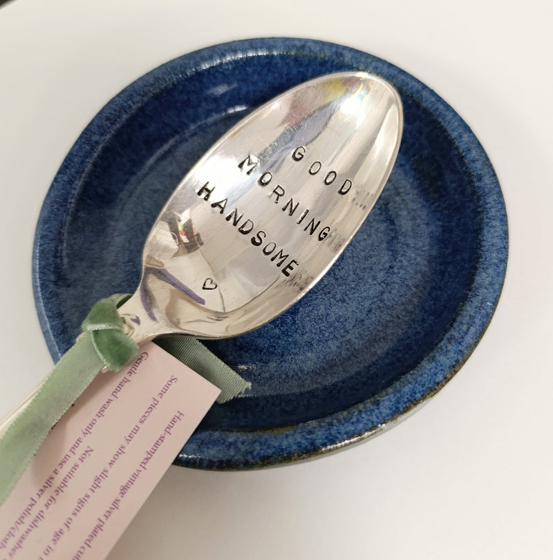 Ceramic spoon rest - dark blue glaze