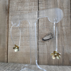 Sterling silver and 24 carat gold flower drop earrings