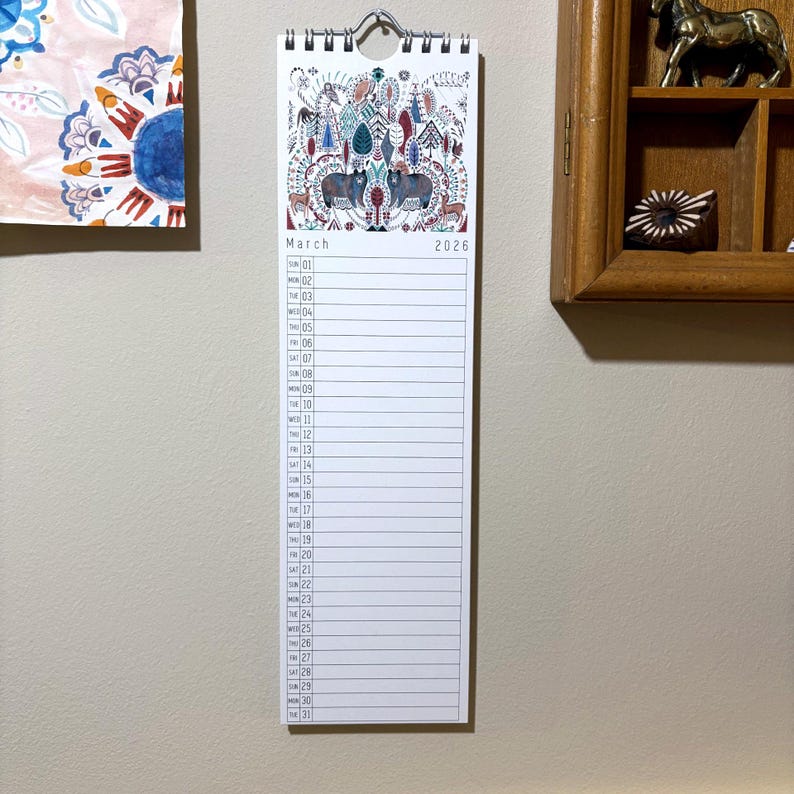 Illustrated long wall calendar