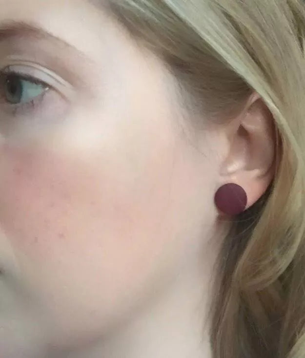 Circle polymer clay studs - burgundy