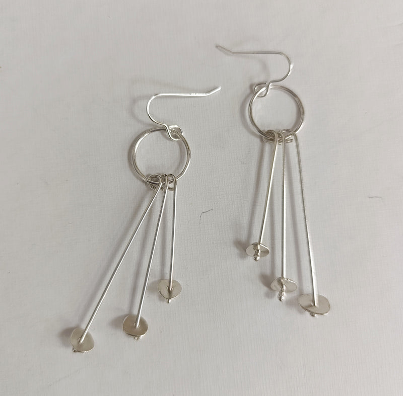 Sterling silver 'lily pad' dangle earrings