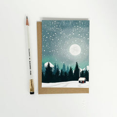 Winter bothy in the snow card