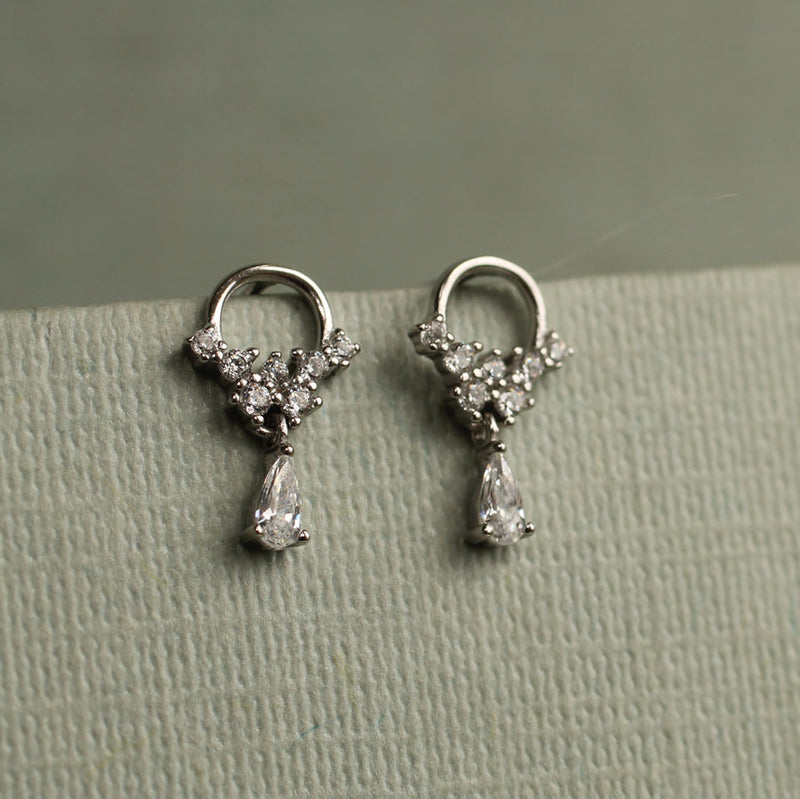 Sterling Silver Tiny Droplet Hoop Earrings