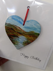 Happy birthday hand painted heart keepsake card