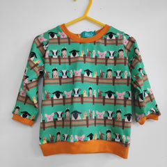 Long sleeved baby/child t-shirt - Farmyard animals print (6-12 months or 12-18 months)