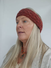 Hand knitted burnt orange earwarmer/headband
