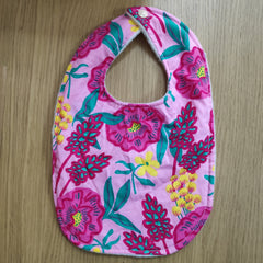 Traditional Style Bib - pink and yellow flowers print