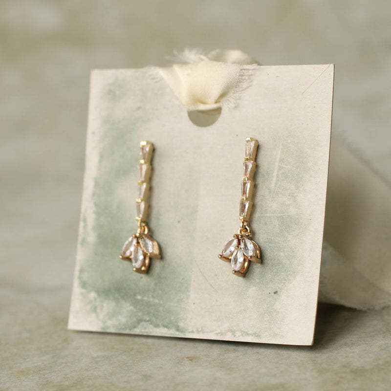 Crystal Petal Flower Drop Earrings