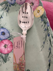 'You are Sweet' hand stamped vintage spoon
