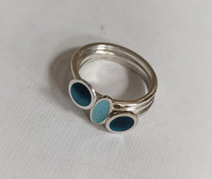 Sterling silver & enamel stacking rings - different colours available