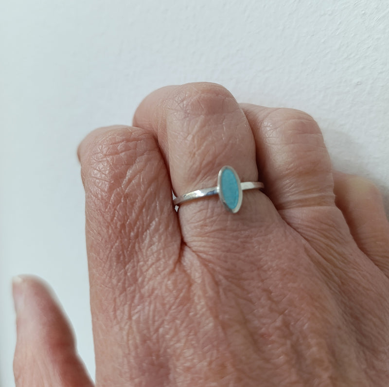 Sterling silver & enamel stacking rings - different colours available