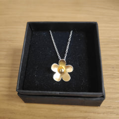 Sterling silver & 24 carat gold flower necklace