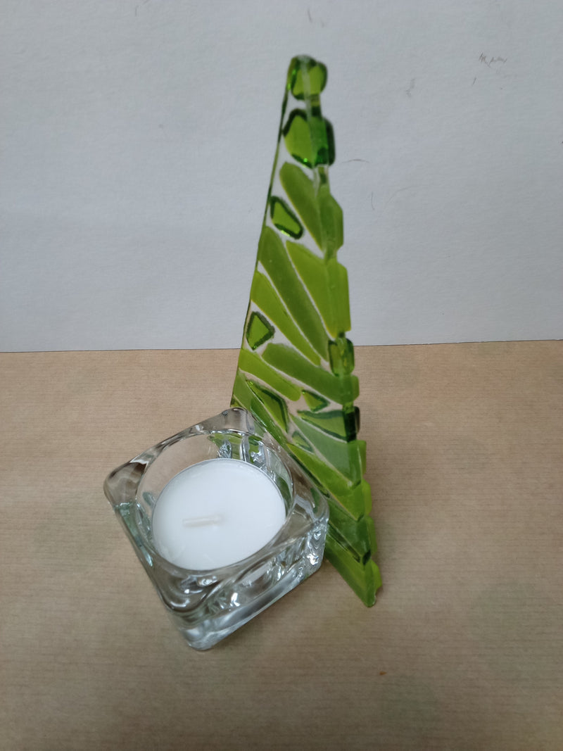 Christmas tree glass tealight holder