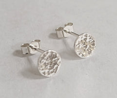 Sterling silver small hammered circle studs