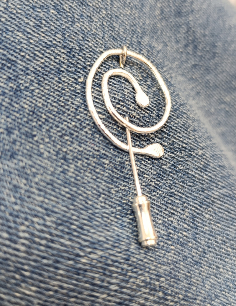 Sterling Silver 'spiral roots' pin brooch