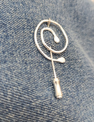 Sterling Silver 'spiral roots' pin brooch