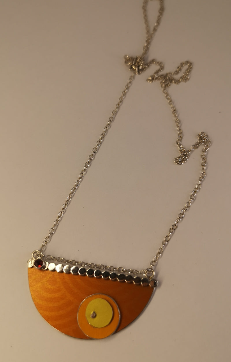 Sterling Silver & anodised aluminium with garnet necklace