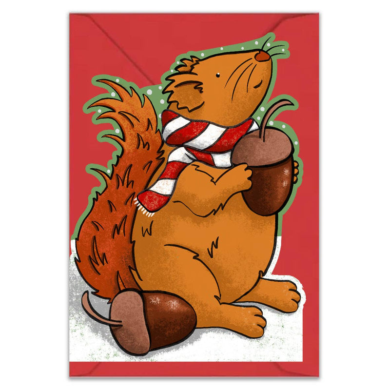 Squirrel die cut Christmas card