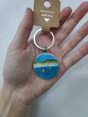 Hand painted wooden keyring