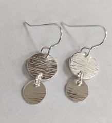 Sterling silver double circle drop earrings