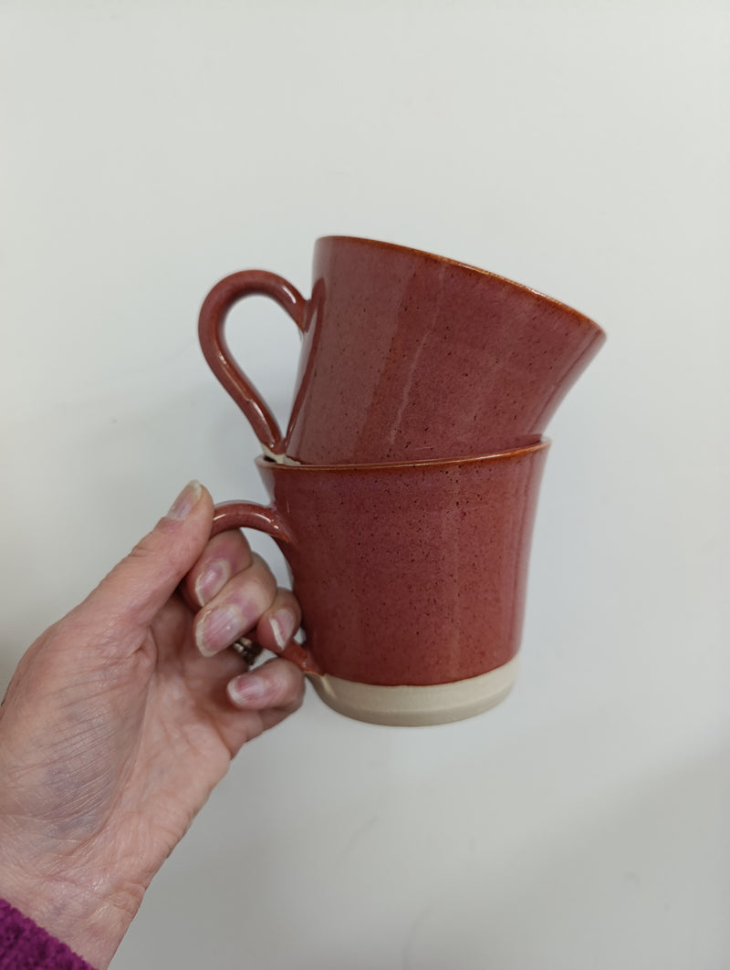 Hand thrown large brick pink glaze mug