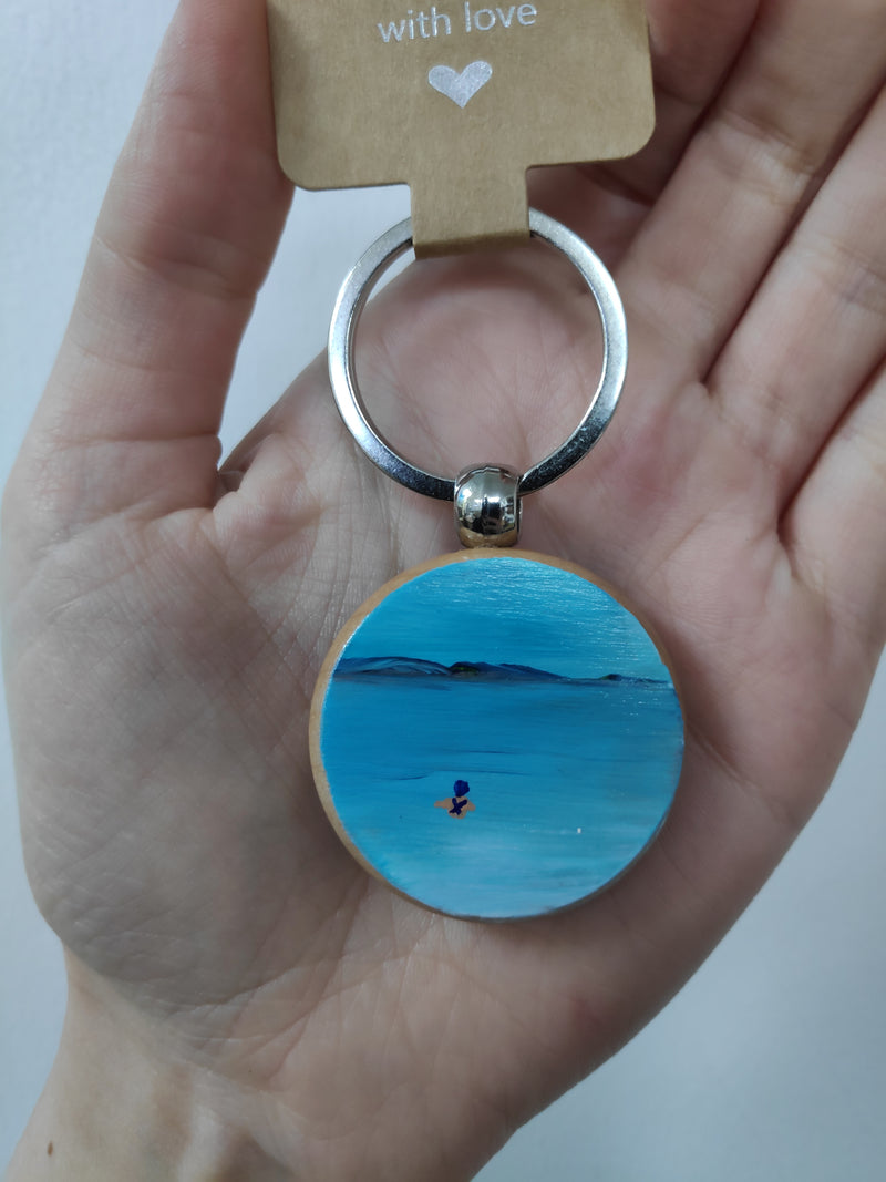 Hand painted wooden keyring