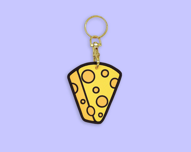 Cheese faux leather keyring