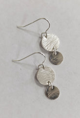 Sterling silver double circle drop earrings
