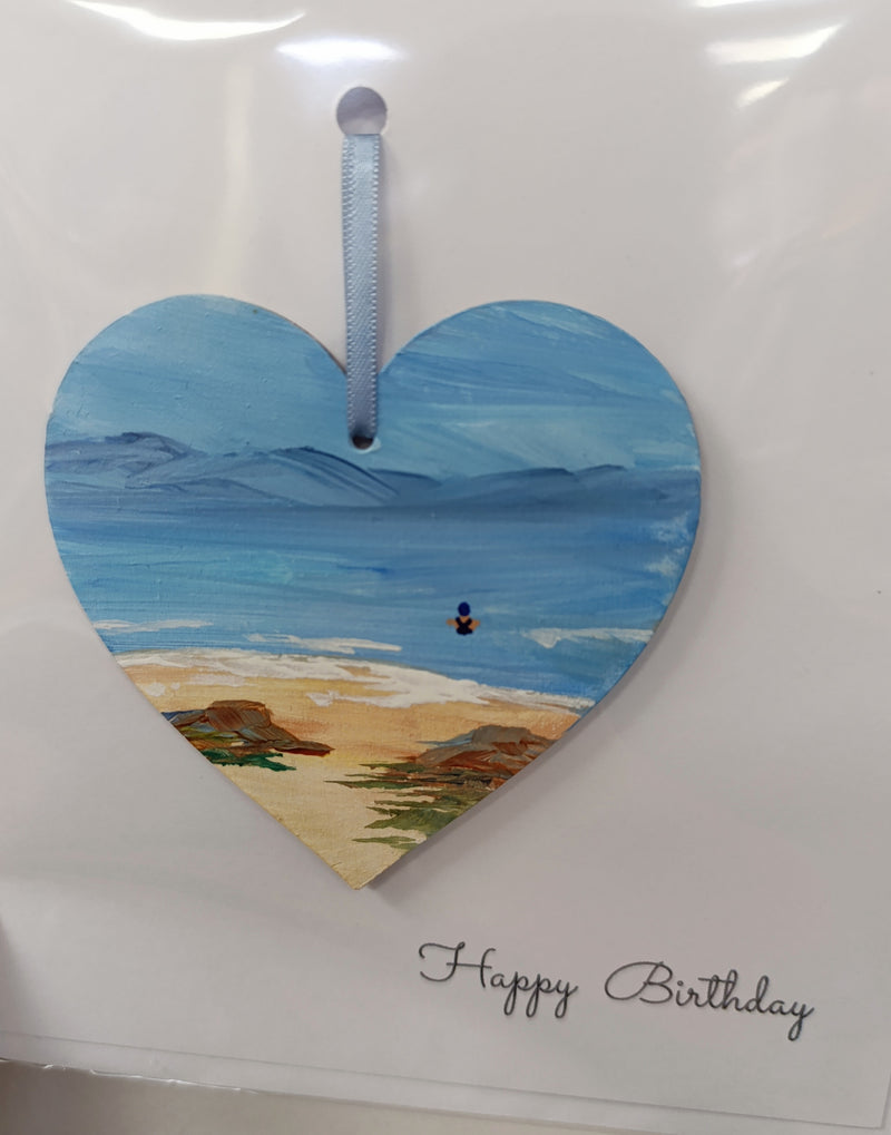 Happy birthday hand painted heart keepsake card