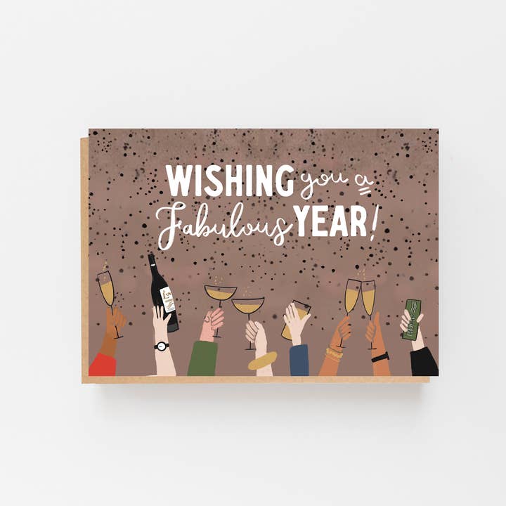 Wishing you a fabulous year! Raising drinks card