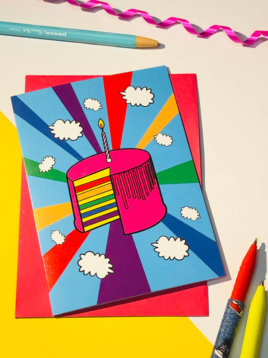 Rainbow cake card
