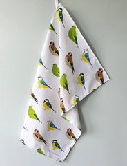 Garden birds tea towel