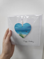 Happy birthday hand painted heart keepsake card