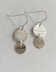 Sterling silver double circle drop earrings